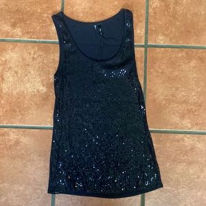 Black tank top with sequence on the front